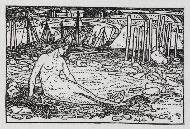 HC Andersen: Den lilla sjöjungfrun (litho) av Arthur Joseph Gaskin