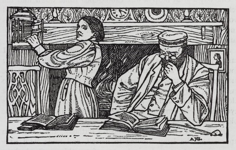 HC Andersen: Den gamla gatlyktan (litho) av Arthur Joseph Gaskin