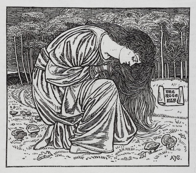 Hans Christian Andersen: Rosenälven (litho) av Arthur Joseph Gaskin