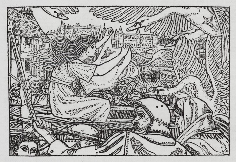 Hans Christian Andersen: De vilda svanarna (litho) av Arthur Joseph Gaskin