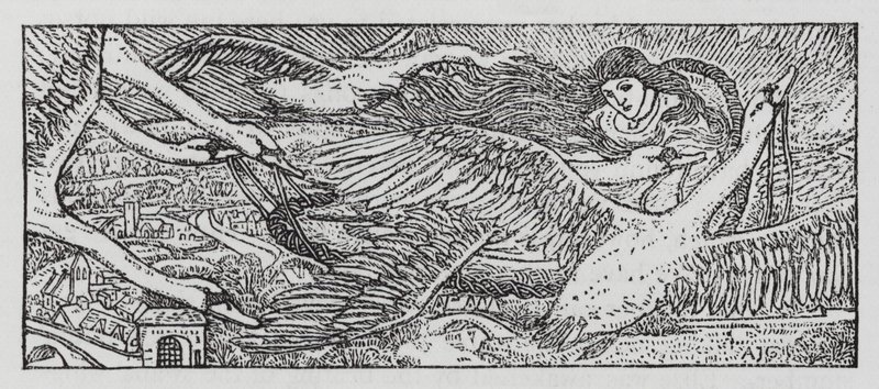 Hans Christian Andersen: De vilda svanarna (litho) av Arthur Joseph Gaskin