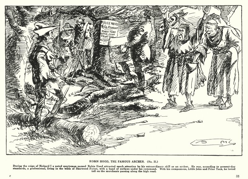Robin Hood, den berömde bågskytten (litografi) av Arthur Moreland