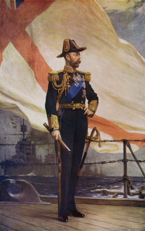 Kung George V i sjöuniform (färg litho) av Arthur Stockdale Cope