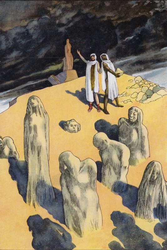 Prometheus skapar människan av lera (färg litho) av Artus Scheiner