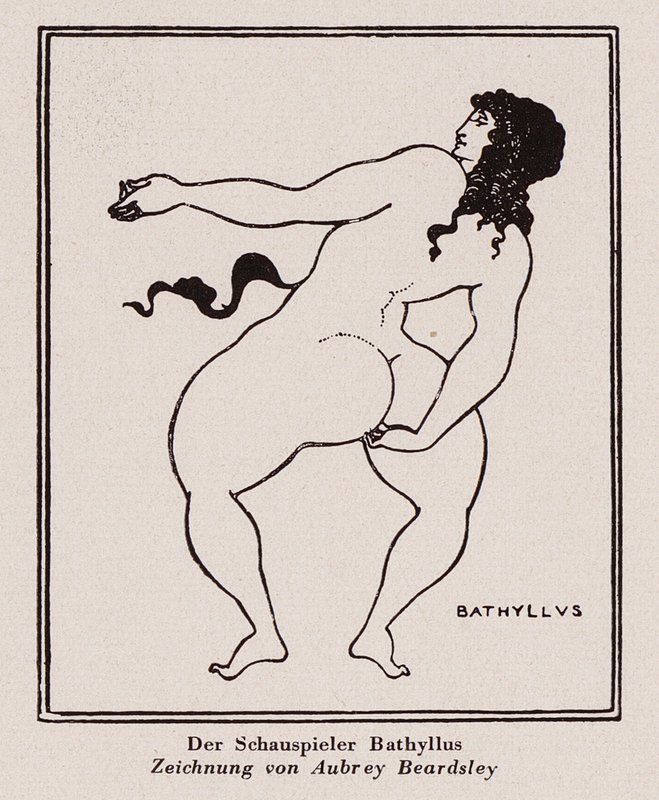 Bathyllus, romersk dansare och artist av pantomimus (penna och bläck) av Aubrey (after) Beardsley