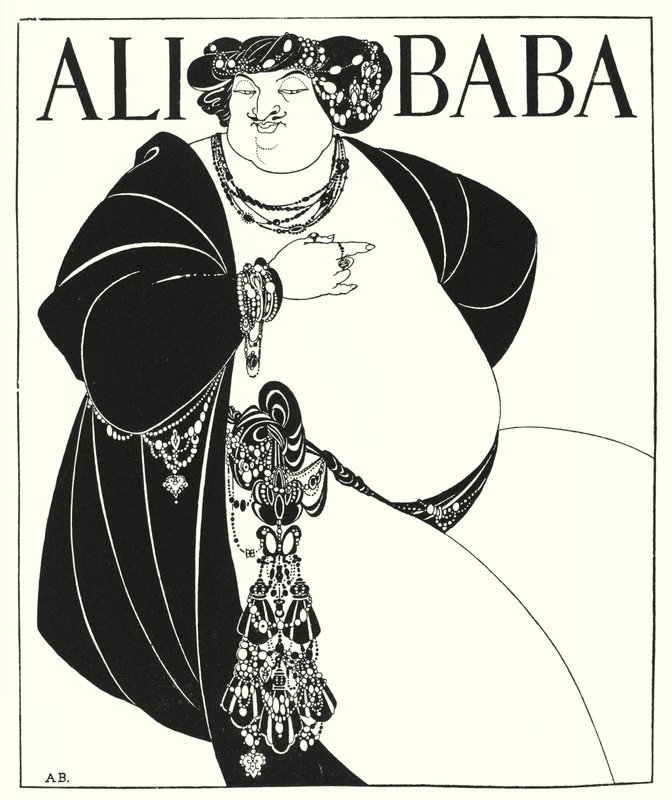 Omslagsdesign för "The Forty Thieves" (gravyr) av Aubrey (after) Beardsley