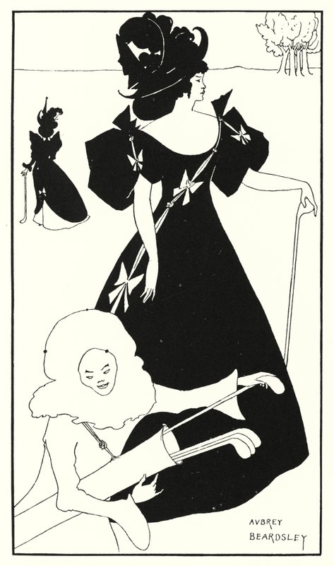 Design för ett golfkort (gravyr) av Aubrey (after) Beardsley