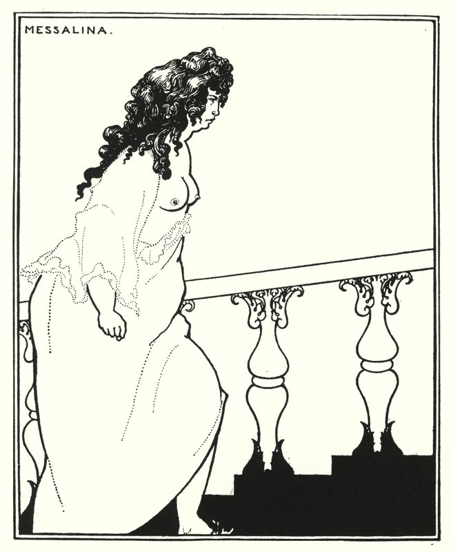 Messalina återvänder från badet (gravyr) av Aubrey (after) Beardsley