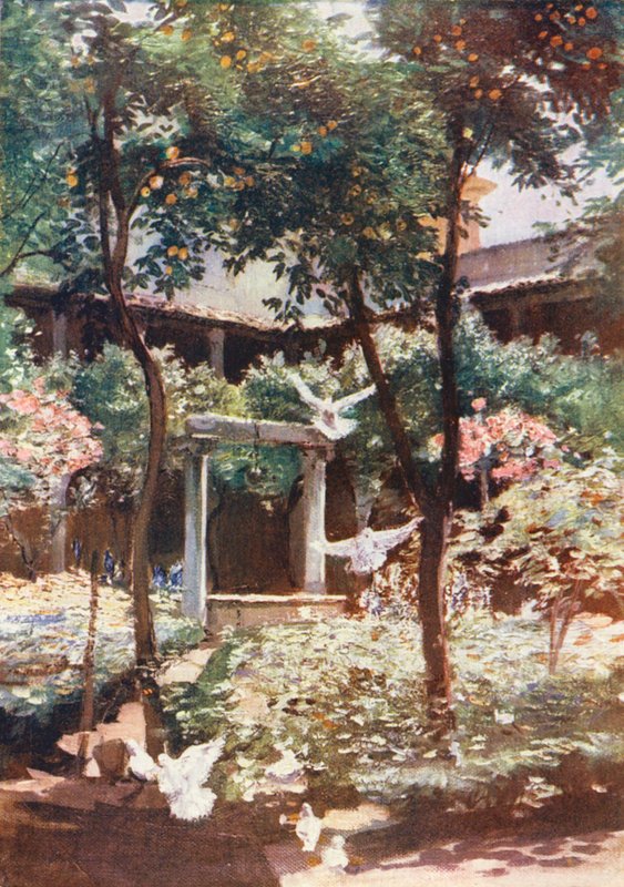 Rom: S Giovanni degli Genovesis kloster (färglitografi) av Aubrey Waterfield