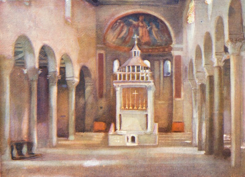 Rom: S Giorgio in Velabro (färglitografi) av Aubrey Waterfield