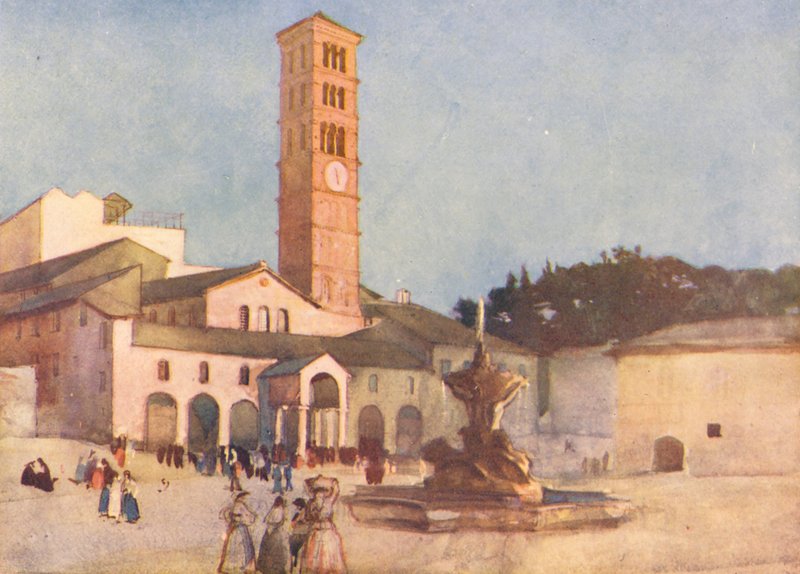 Rom: Sta: Sta Maria in Cosmedin (färglitografi) av Aubrey Waterfield