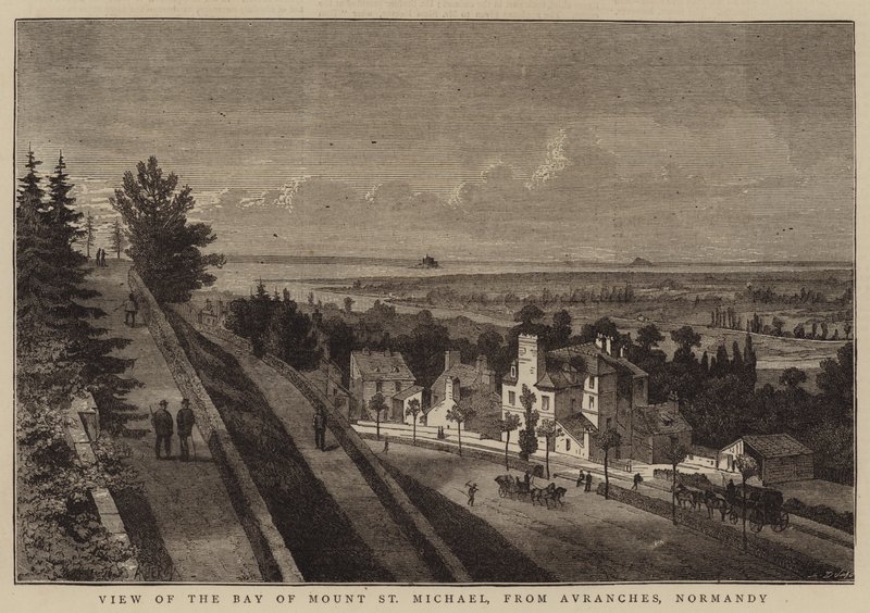 Utsikt över St Michael-bukten, från Avranches, Normandie av Auguste Victor Deroy