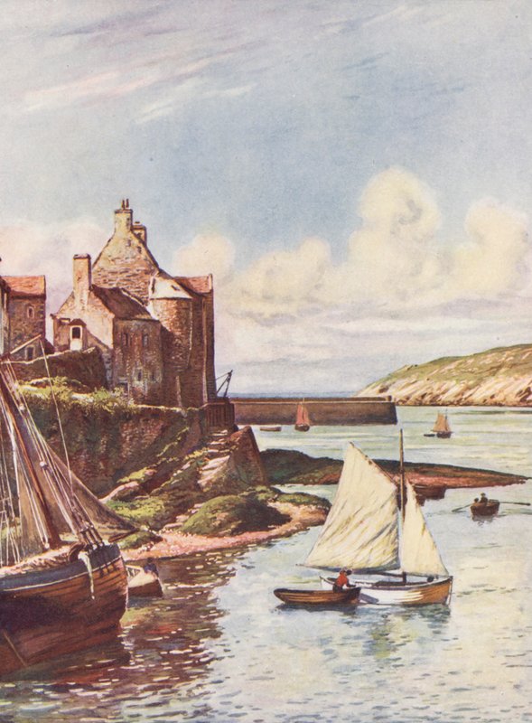 Frankrike: Le Port Du Conquet (färglitografi) av Auguste Gerardin