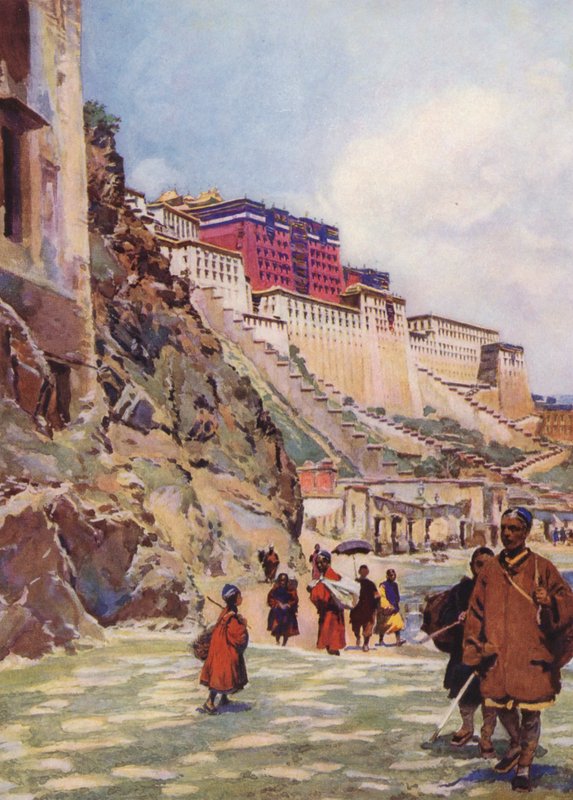 Potala, Tibet (färglitografi) av Auguste Gerardin