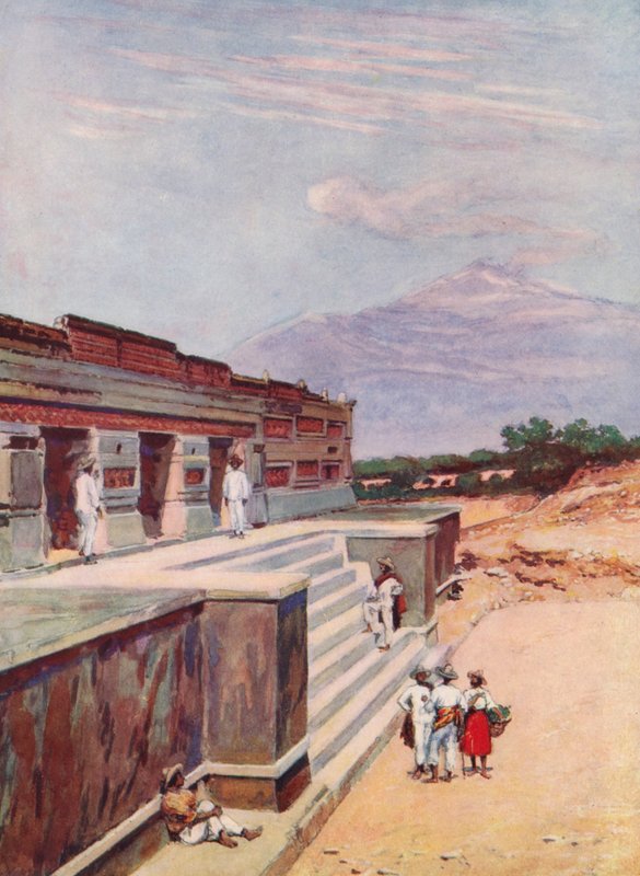 Ruinerna av Mitla, Mexiko (färglitografi) av Auguste Gerardin