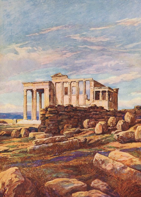 På Akropolis, Grekland (färglitografi) av Auguste Gerardin