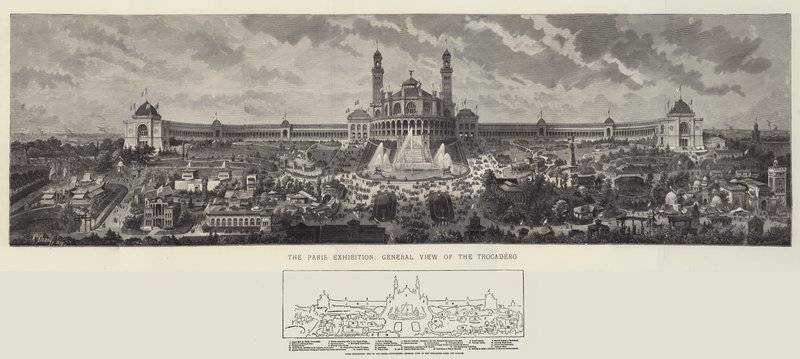 Parisutställningen, allmän utsikt över Trocadero av Auguste Victor Deroy