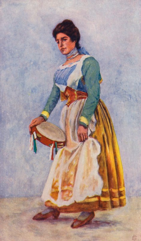 Tarantelladansare i Sorrento (färglitografi) av Augustine Fitzgerald