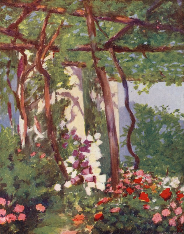 Trädgård, Villa Palumbo, Ravello (färglitografi) av Augustine Fitzgerald