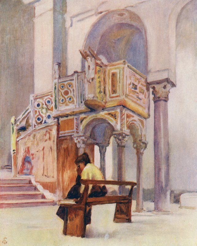 Predikstolen i San Giovanni Del Toro, Ravello (färglitografi) av Augustine Fitzgerald