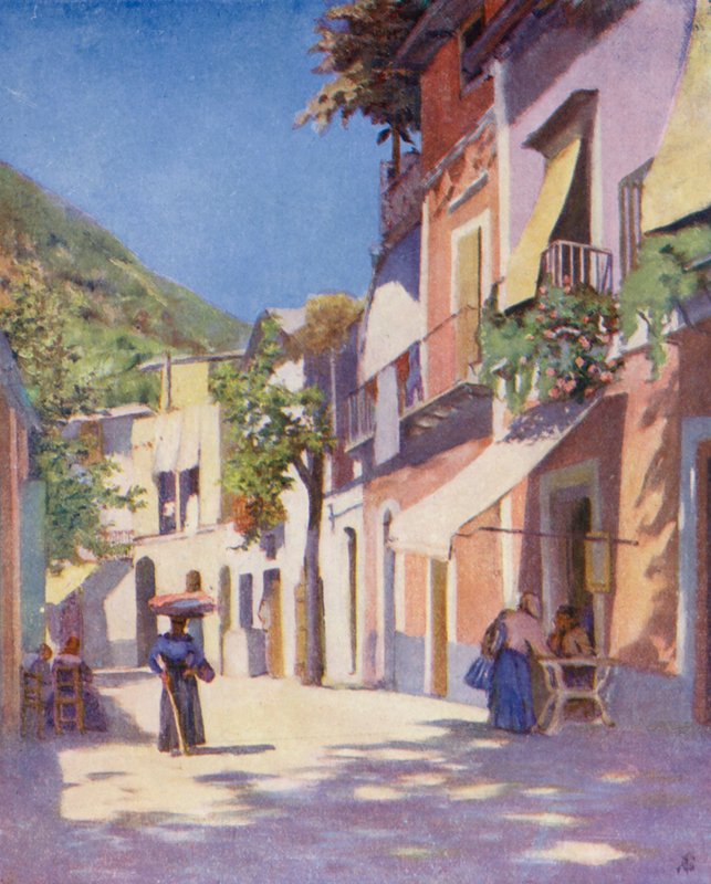 Gata i Casamicciola, Ischia (färglitografi) av Augustine Fitzgerald
