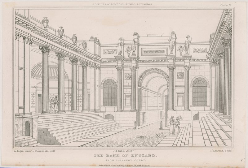 Bank of England, Lothbury Court av Augustus Charles Pugin