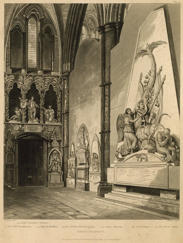 North korsarm av Westminster Abbey av Augustus Charles Pugin