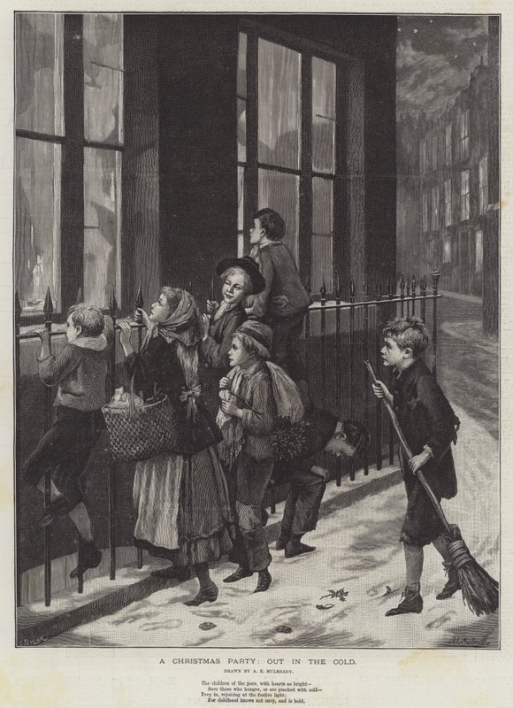 En julfest, ute i kylan av Augustus Edward Mulready