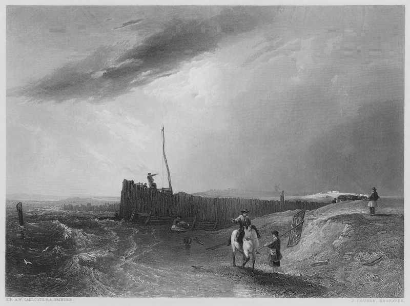 The Old Pier at Littlehampton, från bilden i Vernon Gallery (gravyr) av Augustus Wall (after) Callcott