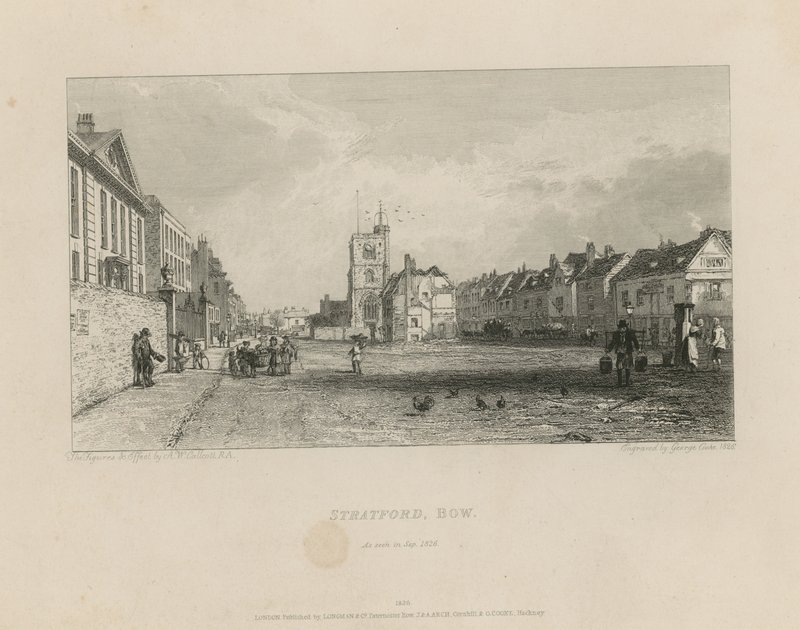 Översikt över Stratford i Bow av Augustus Wall Callcott