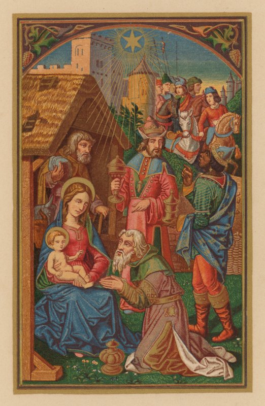 Tillbedjan av Magi (kromolit) av Austrian School