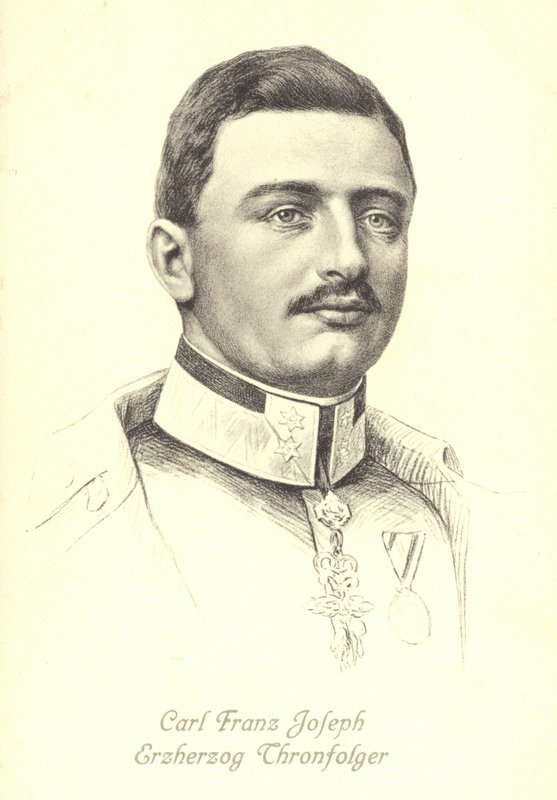 Ärkehertig Karl Franz Joseph av Österrike, arvtagare till den österrikisk-ungerska tronen (litho) av Austrian School