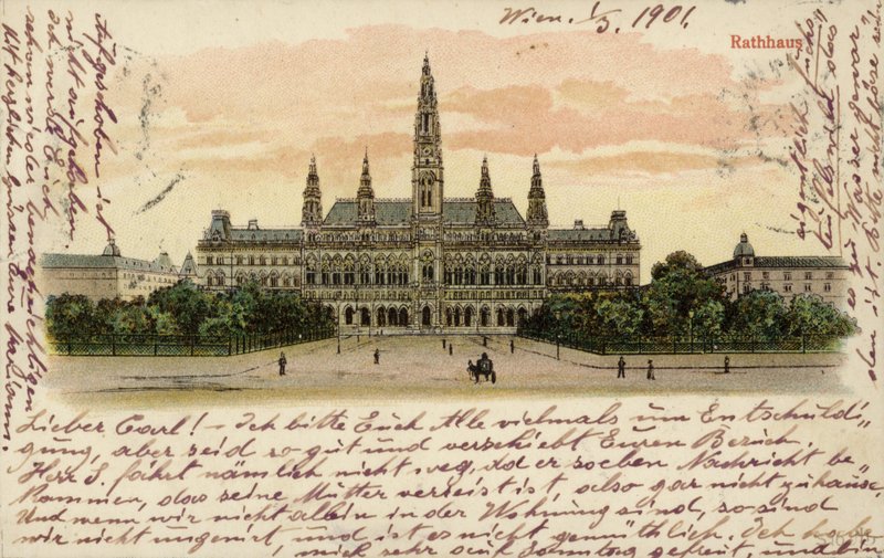 Vykort föreställande rådhuset i Wien av Austrian School