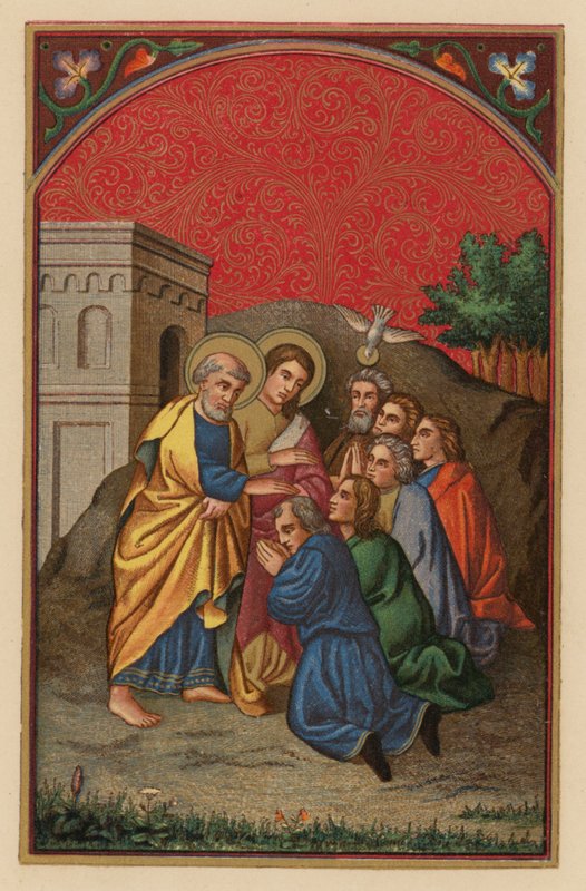 De heliga Petrus och Johannes i Samaria (kromolit) av Austrian School