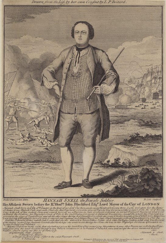Hannah Snell, den kvinnliga soldaten (gravyr) av B. Cole