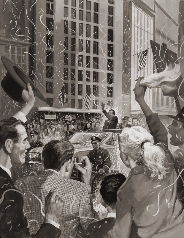 Richard Nixon vald till USA:s president (gouache på papper) av Barrie Linklater