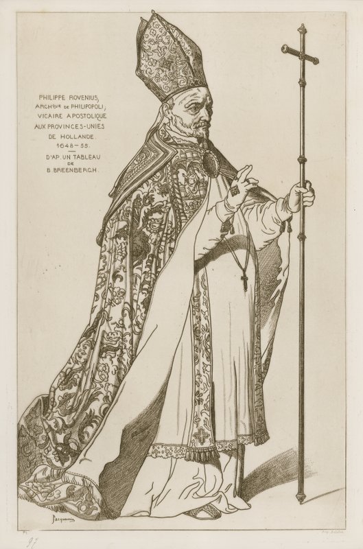 Philippe Rovenius, ärkebiskop av Philipopoli, apostolisk kyrkoherde, till de förenade provinserna i Holland, 1648-55. Efter en målning av B Breenbergh av Bartholomeus Breenbergh