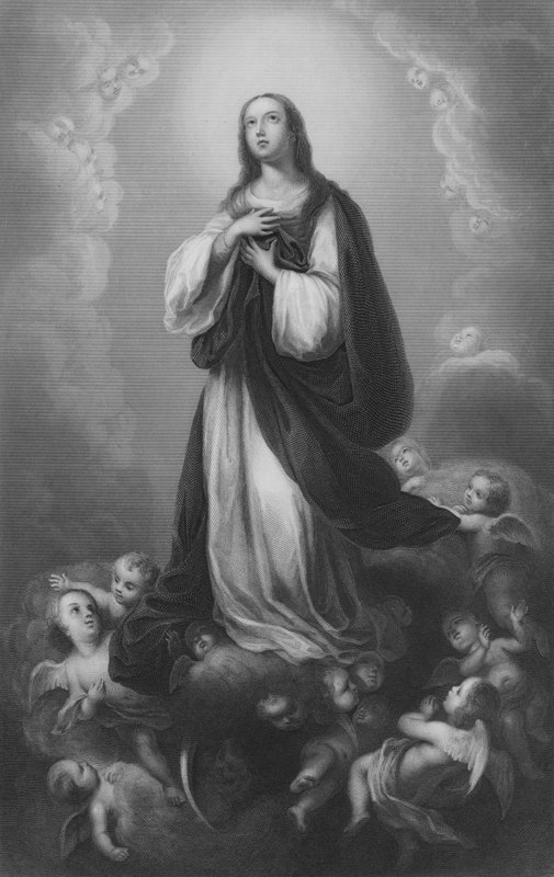 Tillbedjan (gravyr) av Bartolome Esteban (after) Murillo