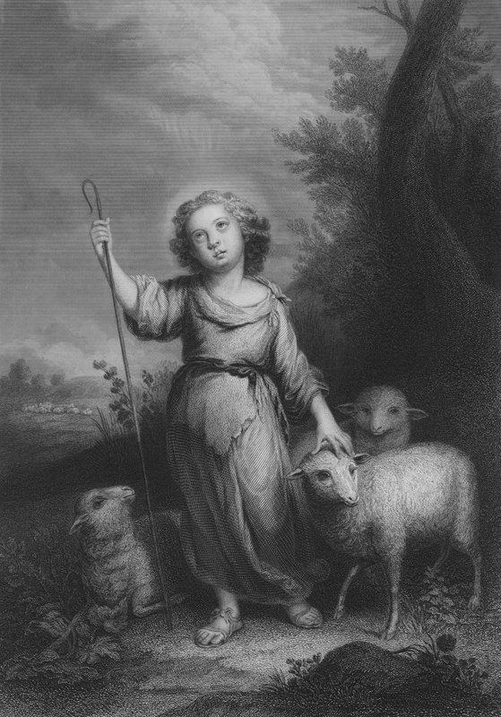 Den gode herden (gravyr) av Bartolome Esteban (after) Murillo
