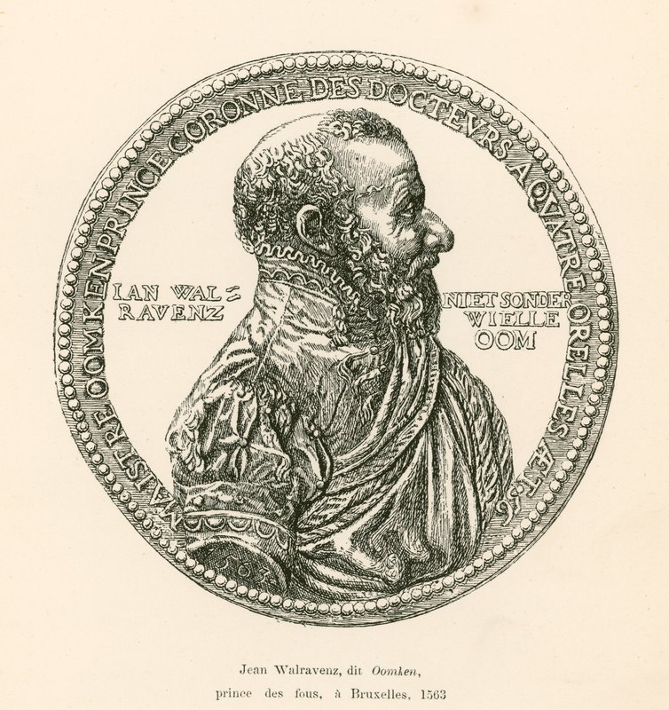 Jean Walravenz, känd som Oomken, Prince of Fools, i Bryssel, 1563 av Belgian School