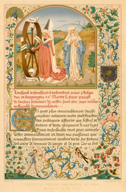 LEstrif de Fortune av Martin le Franc. Manuskript från 1400-talet av Belgian School
