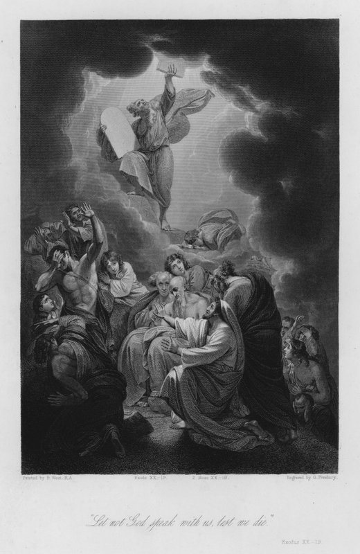 Moses tar emot buden, 2 Mosebok XX av Benjamin (after) West
