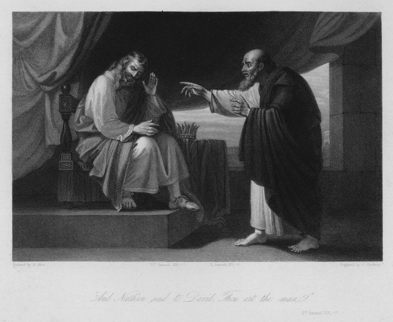 Nathan och David, II Samuel XII, 7 (gravyr) av Benjamin (after) West
