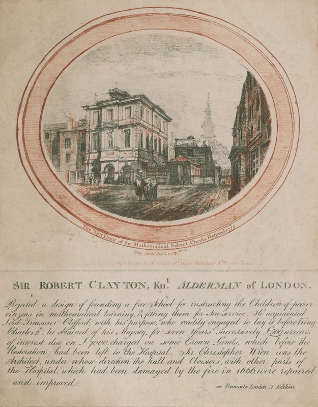 Den västra fronten av Mathematical School, Christs Hospital, 1775 av Benjamin Green