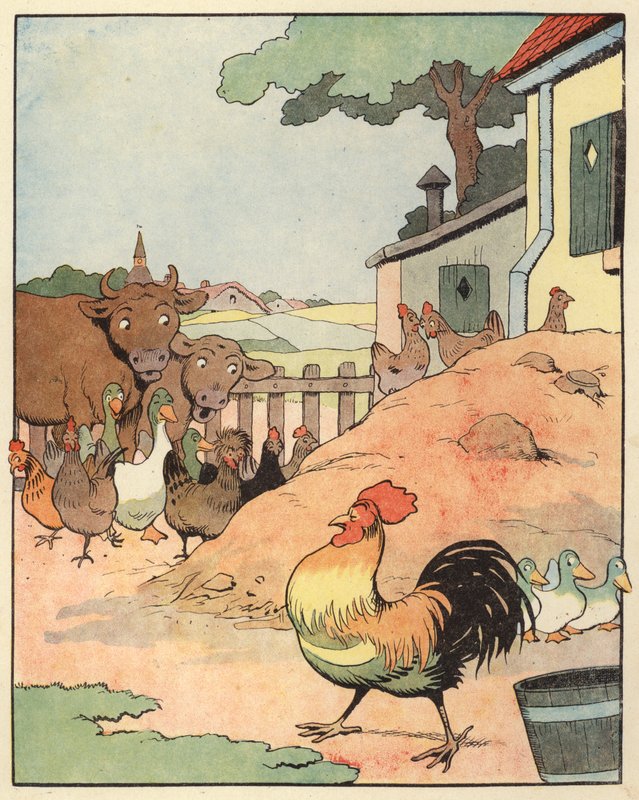 Illustration för Chantecler av Benjamin Rabier (färg litho) av Benjamin Rabier