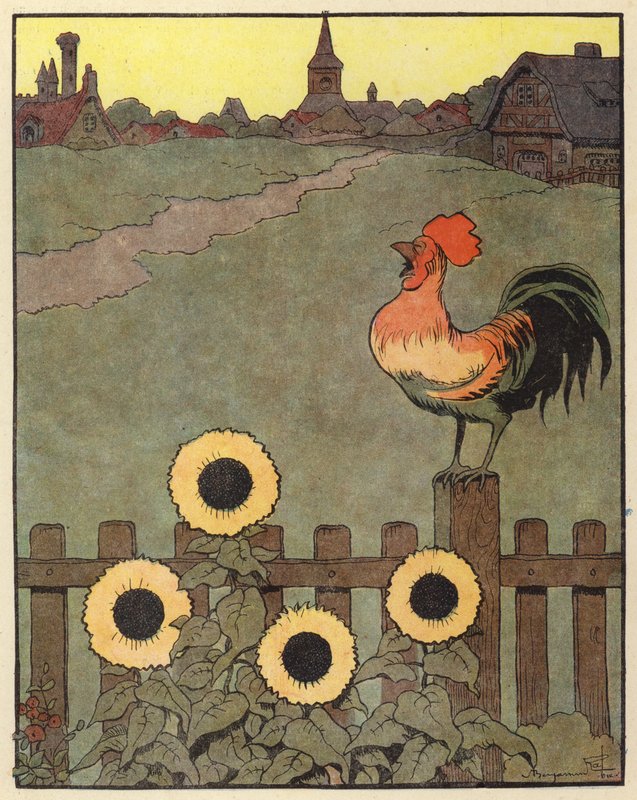 Illustration för Chantecler av Benjamin Rabier (färg litho) av Benjamin Rabier