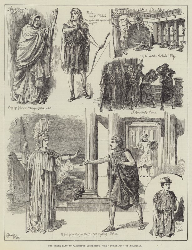 Den grekiska pjäsen vid Cambridge University, Eumenides of Aeschylus av Bernard Partridge