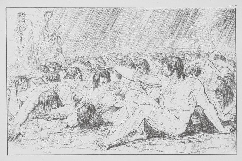 Dantes gudomliga komedi, Inferno (Helvetet), plansch XII (litografi) av Bernhard Schuler
