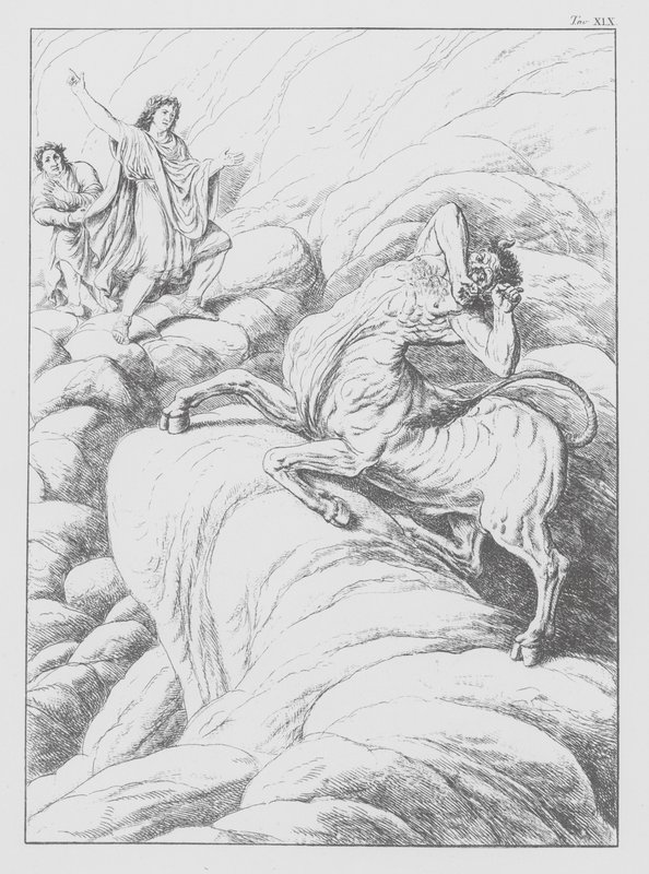 Dantes gudomliga komedi, Inferno (Helvetet), plansch XIX (litografi) av Bernhard Schuler