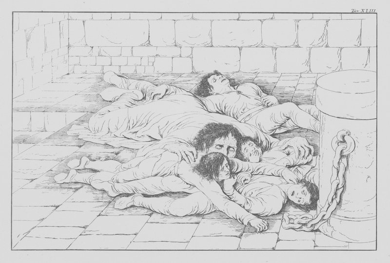 Dantes gudomliga komedi, Inferno (Helvetet), plansch XLIII (litografi) av Bernhard Schuler